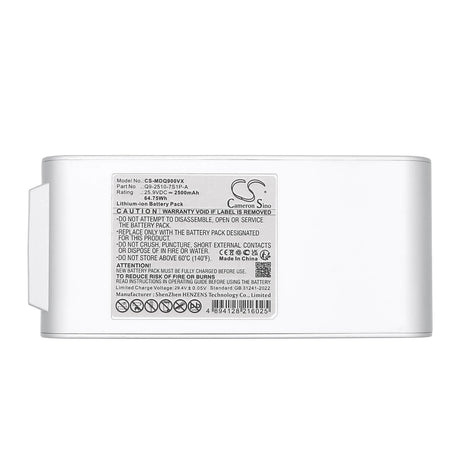 25.9V, Li-ion, 2500mAh, Vacuum battery fits Midea, Q9-2510-7s1p-a, Q9 Station, 64.75Wh Vacuum Cameron Sino Technology Limited