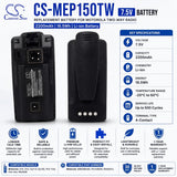 7.5V, Li-ion, 2200mAh, Two-Way Radio battery fits Motorola, 6080384x65, A10, A12, 16.5Wh Two-Way Radio Cameron Sino Technology Limited