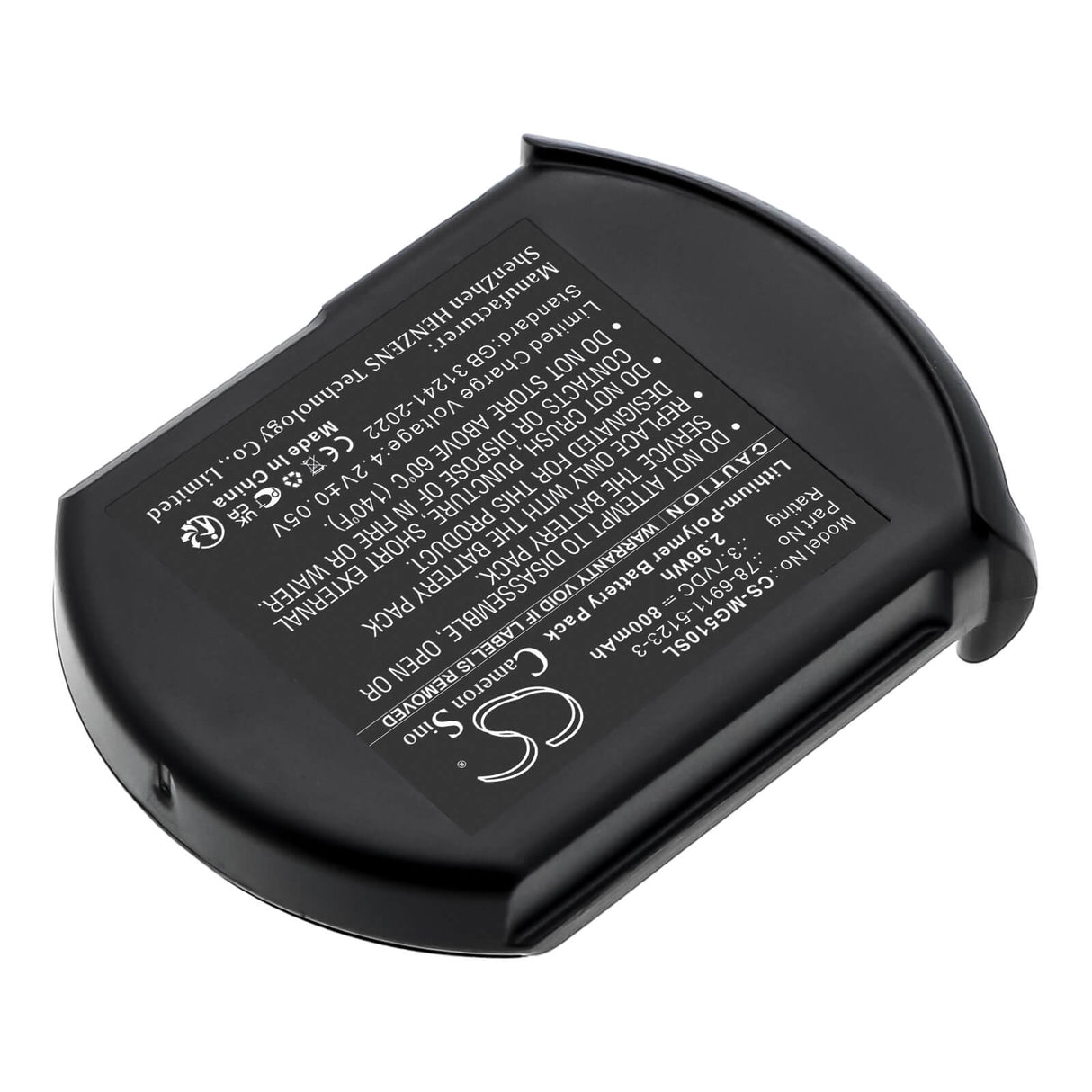 3.7V, Li-Polymer, 800mAh, Wireless Headset battery fits 3m, 78-6911-5123-3, Drive-thru, G5, 2.96Wh Wireless Headset Cameron Sino Technology Limited