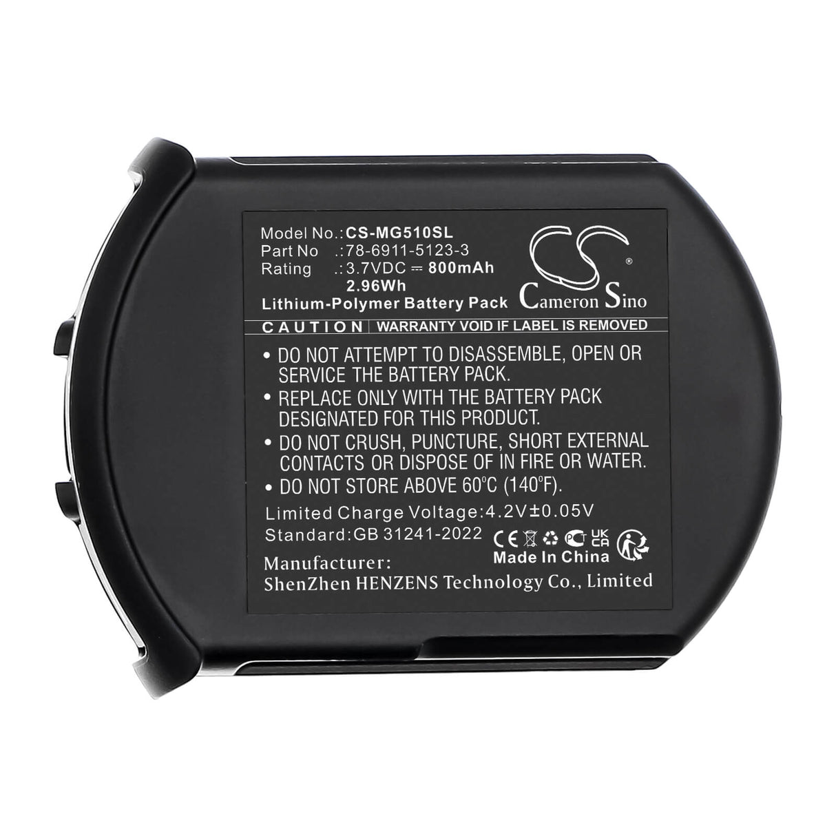 3.7V, Li-Polymer, 800mAh, Wireless Headset battery fits 3m, 78-6911-5123-3, Drive-thru, G5, 2.96Wh Wireless Headset Cameron Sino Technology Limited