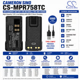 Motorola PMNN4409 Replacement Battery 5000mAh 7.4V USB-C Two-Way Radio Cameron Sino Technology Limited