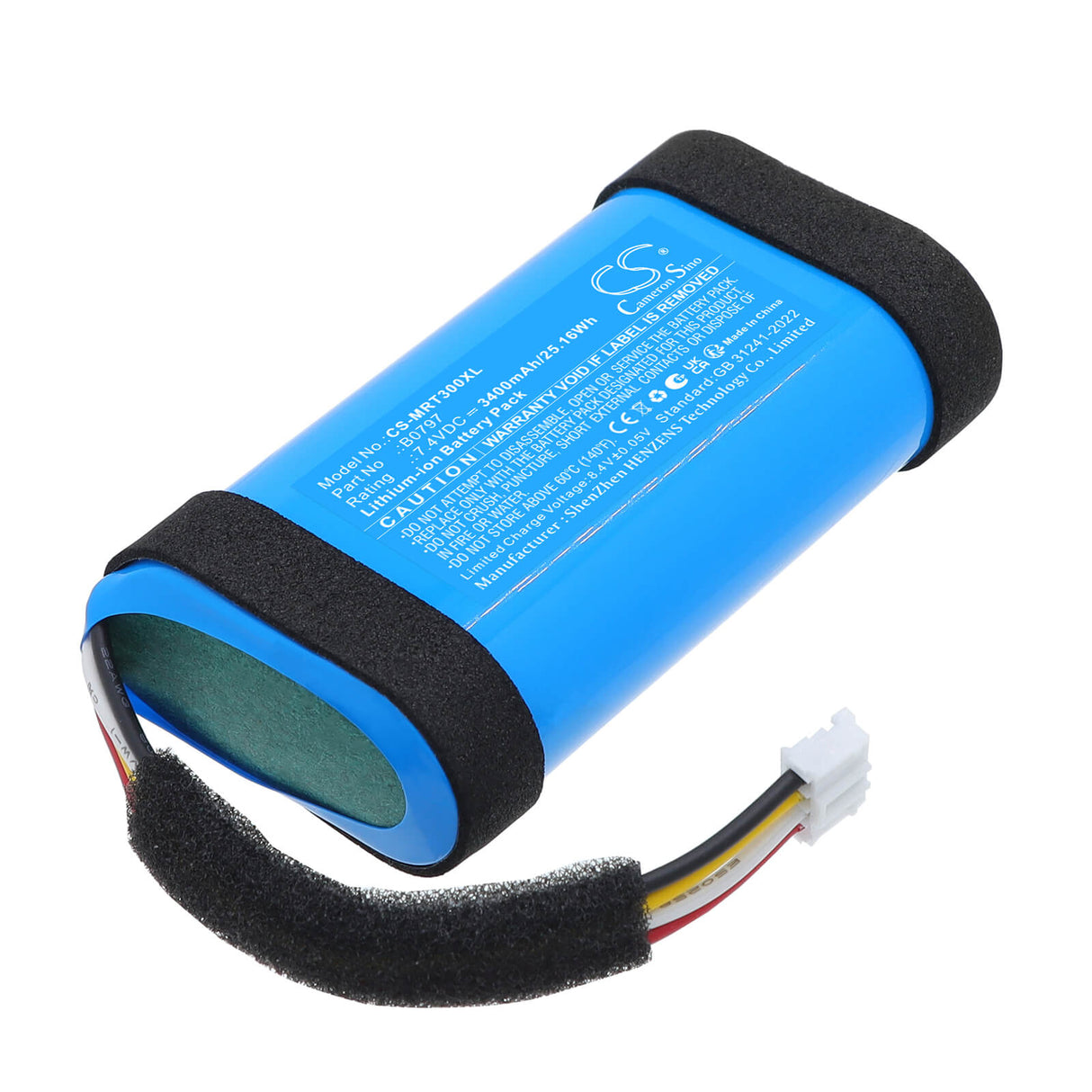 7.4V, Li-ion, 3400mAh, Speaker battery fits Marshall, B0797, Emberton 3, Emberton III, 25.16Wh Speaker Cameron Sino Technology Limited