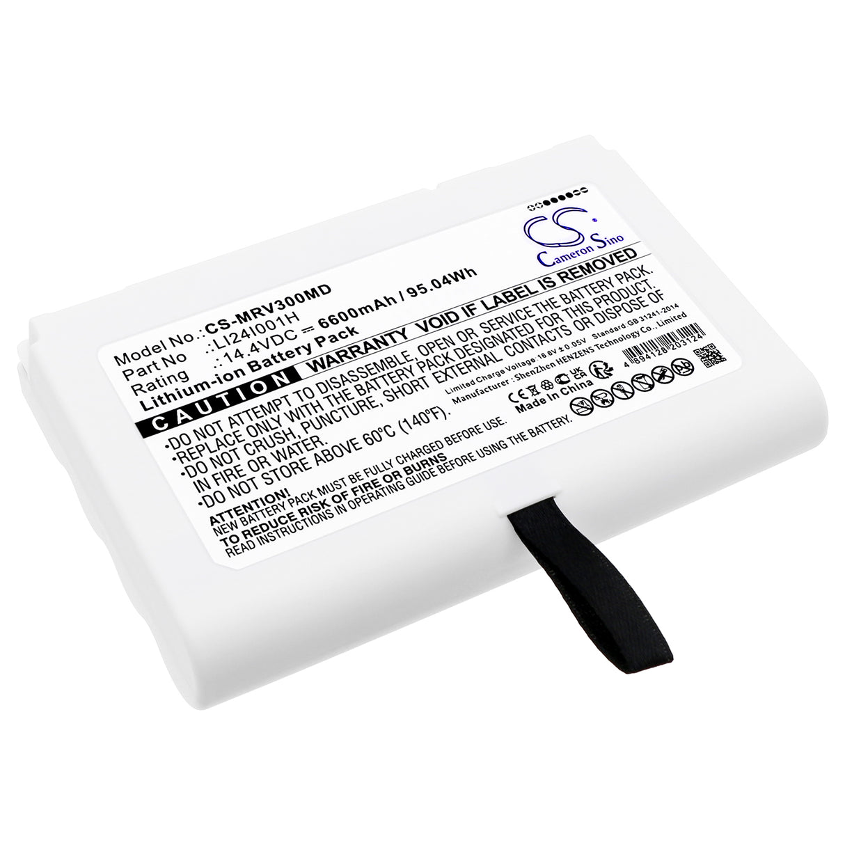 14.4V, Li-ion, 6600mAh, Medical battery fits Mindray, Li24i001h, Consona N9, Me7, 95.04Wh Medical Cameron Sino Technology Limited (Medical)