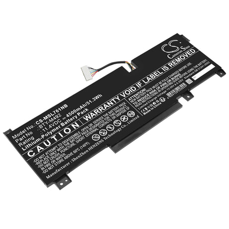 11.4V, Li-Polymer, 4500mAh, Notebook, Laptop battery fits MSI, BTY-M492, Bravo 15 B5DD-007XES, Bravo 15 B5DD-012XES, 51.3Wh Notebook, Laptop Cameron Sino Technology Limited