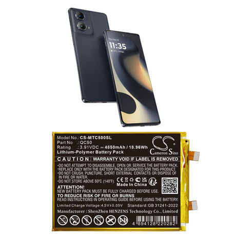 3,91V, Li-Polymer, 4850mAh, Mobile, batterie de smartphone compatible avec Motorola, QC50, Moto Edge 2024, Moto Edge 2024 5G, 18,96Wh Mobile, SmartPhone Cameron Sino Technology Limited