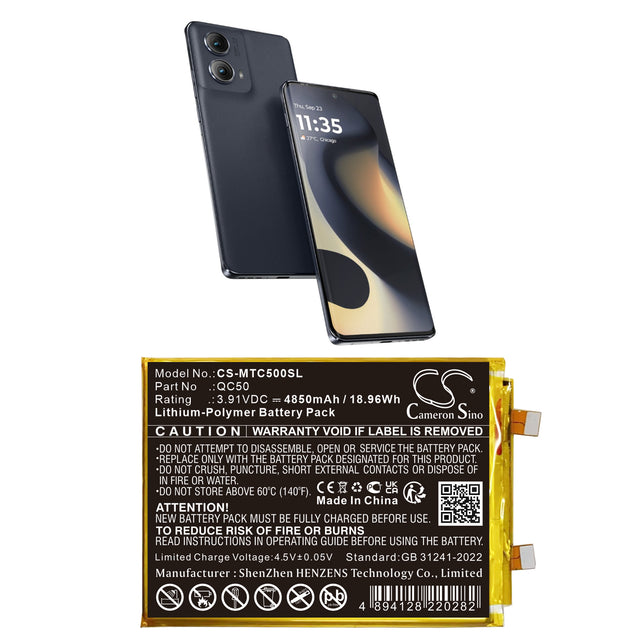 3.91V, Li-Polymer, 4850mAh, Mobile, SmartPhone battery fits Motorola, QC50, Moto Edge 2024, Moto Edge 2024 5G, 18.96Wh Mobile, SmartPhone Cameron Sino Technology Limited