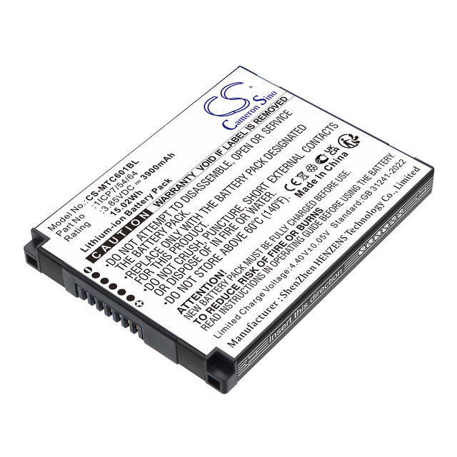 3.85V, Li-ion, 3900mAh, Barcode Scanner battery fits iMozen, 1ICP7/54/64, TC601, TC601A, 15.02Wh Barcode Scanner Cameron Sino Technology Limited