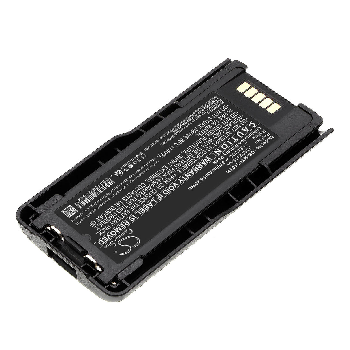 3.85V, Li-ion, 3700mAh, Two-Way Radio battery fits Motorola, PMNN4522A, MTP600, MTP3000, 14.25Wh Two-Way Radio Cameron Sino Technology Limited