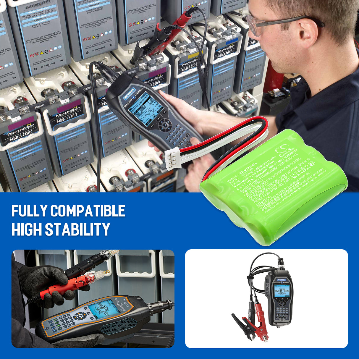 3.6V, Ni-MH, 2000mAh, Equipment, Survey, Test battery fits Midtronics, 59873353, Op-5500, 7.2Wh Equipment, Survey, Test Cameron Sino Technology Limited