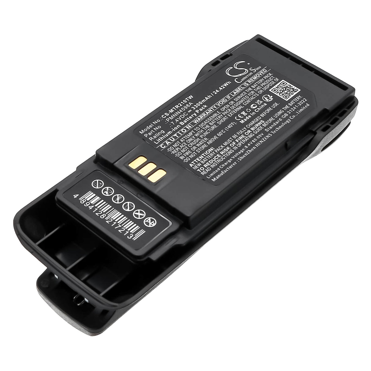 7.4V, Li-ion, 3300mAh, Two-Way Radio battery fits Motorola, PMNN4598A, R2, 24.42Wh Two-Way Radio Cameron Sino Technology Limited
