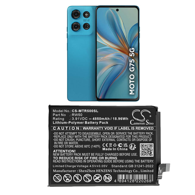 3.91V, Li-Polymer, 4850mAh, Mobile, SmartPhone battery fits Motorola, RW50, 18.96Wh Mobile, SmartPhone Cameron Sino Technology Limited