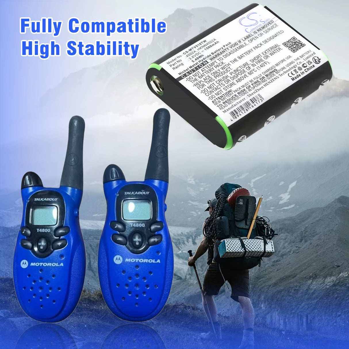 3.6V, Ni-MH, 1500mAh, Two-Way Radio battery fits Motorola, 1532, Em1000, Em1000r, 5.4Wh Two-Way Radio Cameron Sino Technology Limited