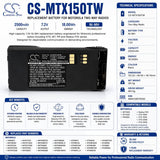 Nimh Two-Way Radio Battery For Motorola Xts1500, Xts2500, Pr1500 7.5v, 2500mah - 18.75wh Two-Way Radio Cameron Sino Technology Limited