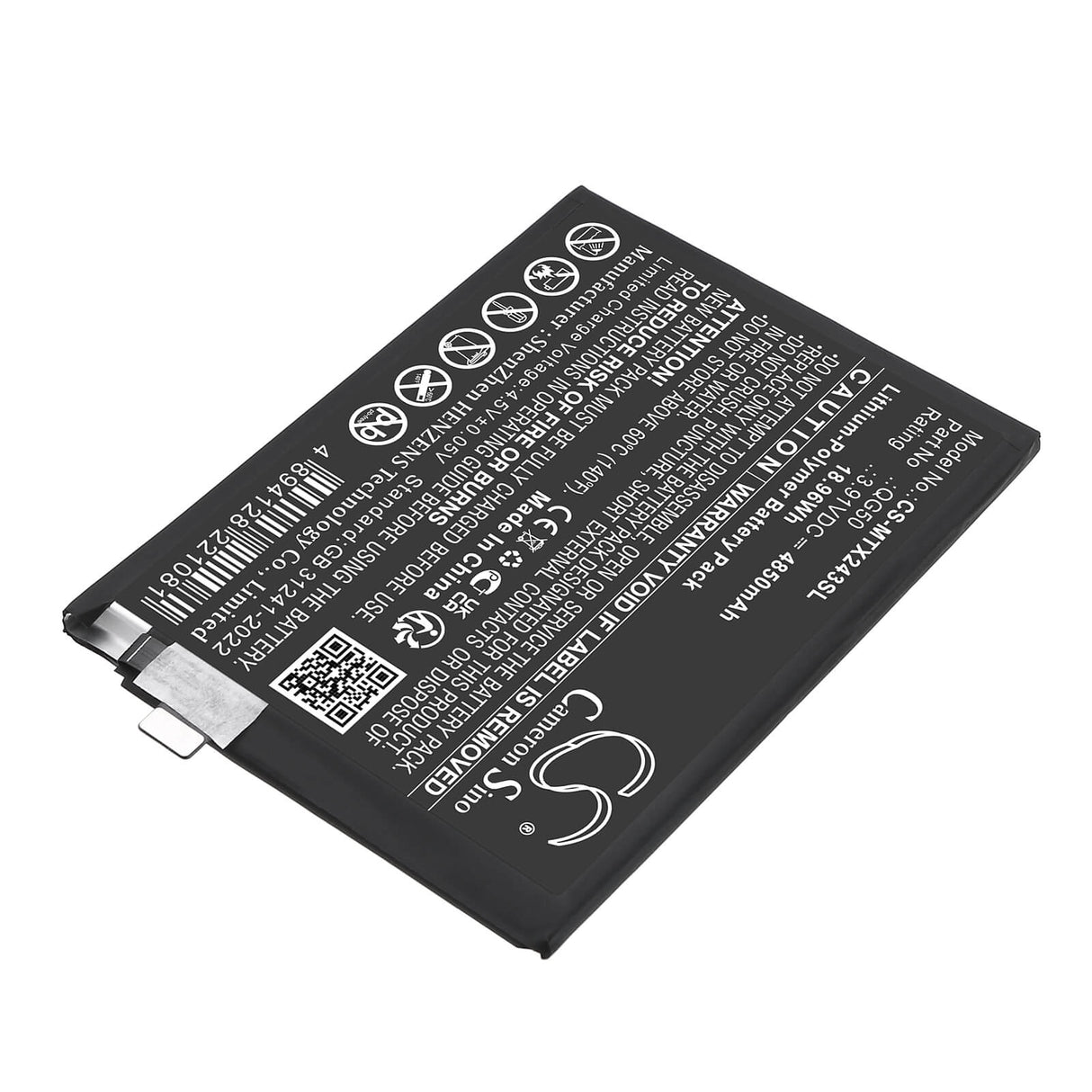 3.91V, Li-Polymer, 4850mAh, Mobile, SmartPhone battery fits Motorola, QG50, Moto G35 5G, XT2433-1, 18.96Wh Mobile, SmartPhone Cameron Sino Technology Limited