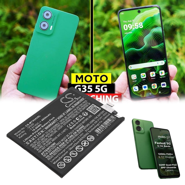 3.91V, Li-Polymer, 4850mAh, Mobile, SmartPhone battery fits Motorola, QG50, Moto G35 5G, XT2433-1, 18.96Wh Mobile, SmartPhone Cameron Sino Technology Limited