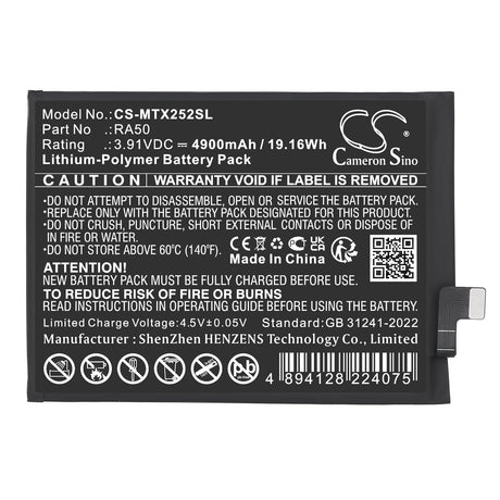 3.91V, Li-Polymer, 4900mAh, Mobile, SmartPhone battery fits Motorola, RA50, Moto G 5G 2025, Moto G15 NFC 2025, 19.16Wh Mobile, SmartPhone Cameron Sino Technology Limited