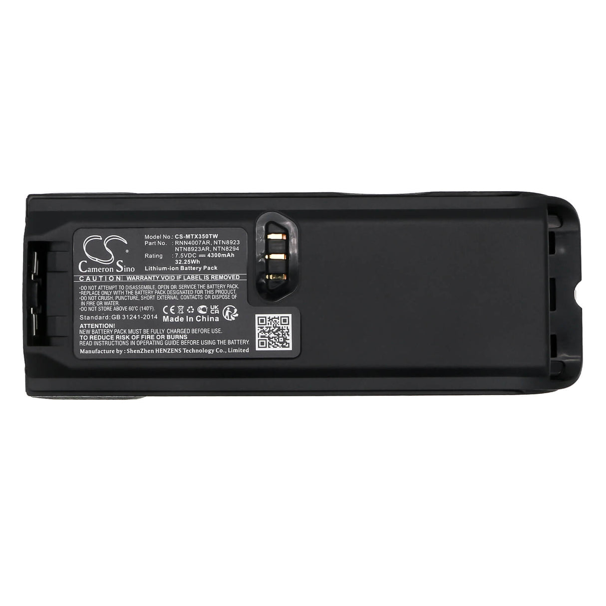 7.5V, Li-ion, 4300mAh, Two-Way Radio battery fits Motorola, Bp8299mhuc, Ntn8293, Ntn8294, 32.25Wh Two-Way Radio Cameron Sino Technology Limited