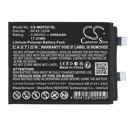 3.89V, Li-Polymer, 4450mAh, Mobile, SmartPhone battery fits Motorola, NF45 120W, Edge 30 Ultra (120W), Moto X30 Pro (120W), 17.31Wh Mobile, SmartPhone Cameron Sino Technology Limited