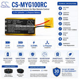 3.7V, Li-Polymer, 220mAh, Remote Control battery fits Myo, Gesture Control Armband, 0.81Wh Remote Control Cameron Sino Technology Limited