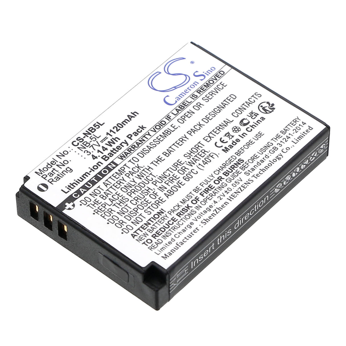 Camera Battery For Canon NB-5L, Digital Ixus 800 Is, 3.7v, 1120mah - 4.14wh Camera Cameron Sino Technology Limited (Camera)