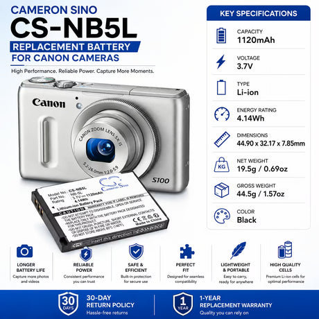 Canon NB-5L Replacement Battery 1120mAh for PowerShot SX230 HS Camera Cameron Sino Technology Limited (Camera)