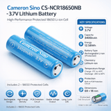Lithium Ion Battery, 2pcs of 18650 Pack With Pcb Protection 3.7v, 3400mah 18650 Cameron Sino Technology Limited