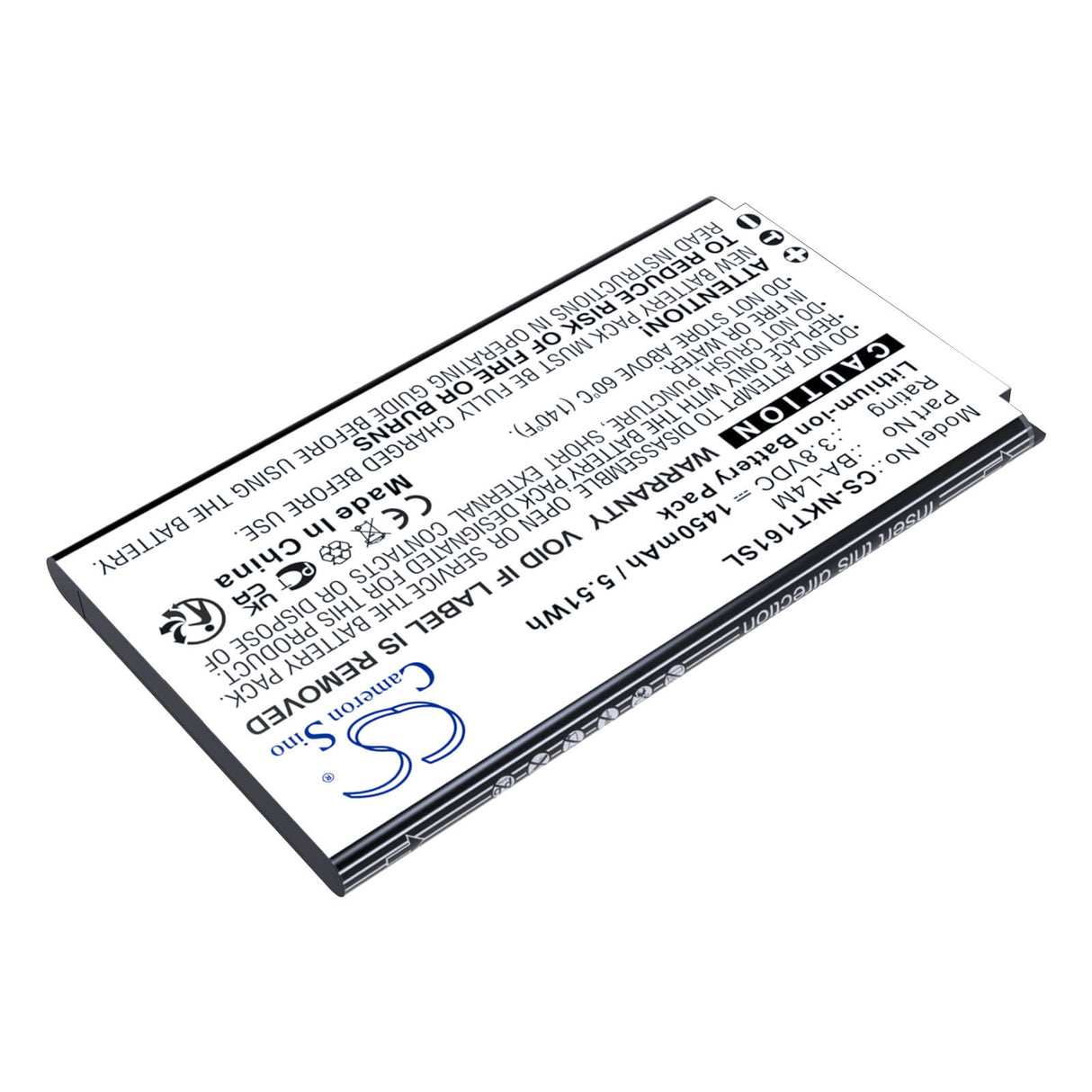 3.8V, Li-ion, 1450mAh, Mobile, SmartPhone battery fits Nokia, BA-L4M, 215 (2024), 220 4G, 5.51Wh Mobile, SmartPhone Cameron Sino Technology Limited