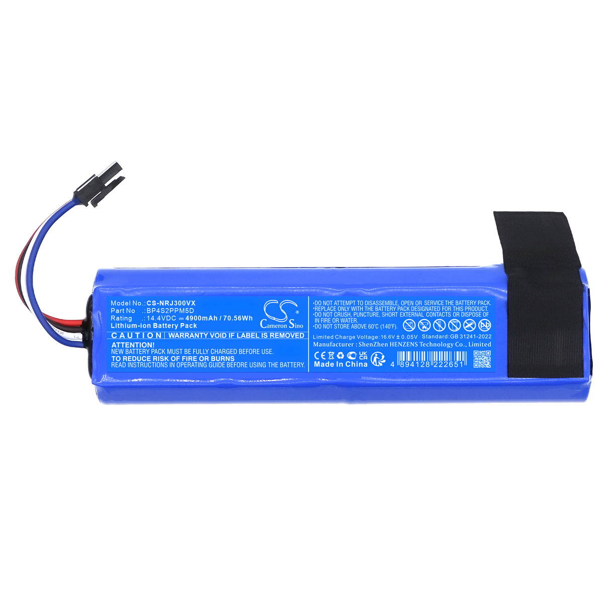 14.4V, Li-ion, 4900mAh, Vacuum battery fits NARWAL, BP4S2PPM5B, J3, J4, 70.56Wh Vacuum Cameron Sino Technology Limited