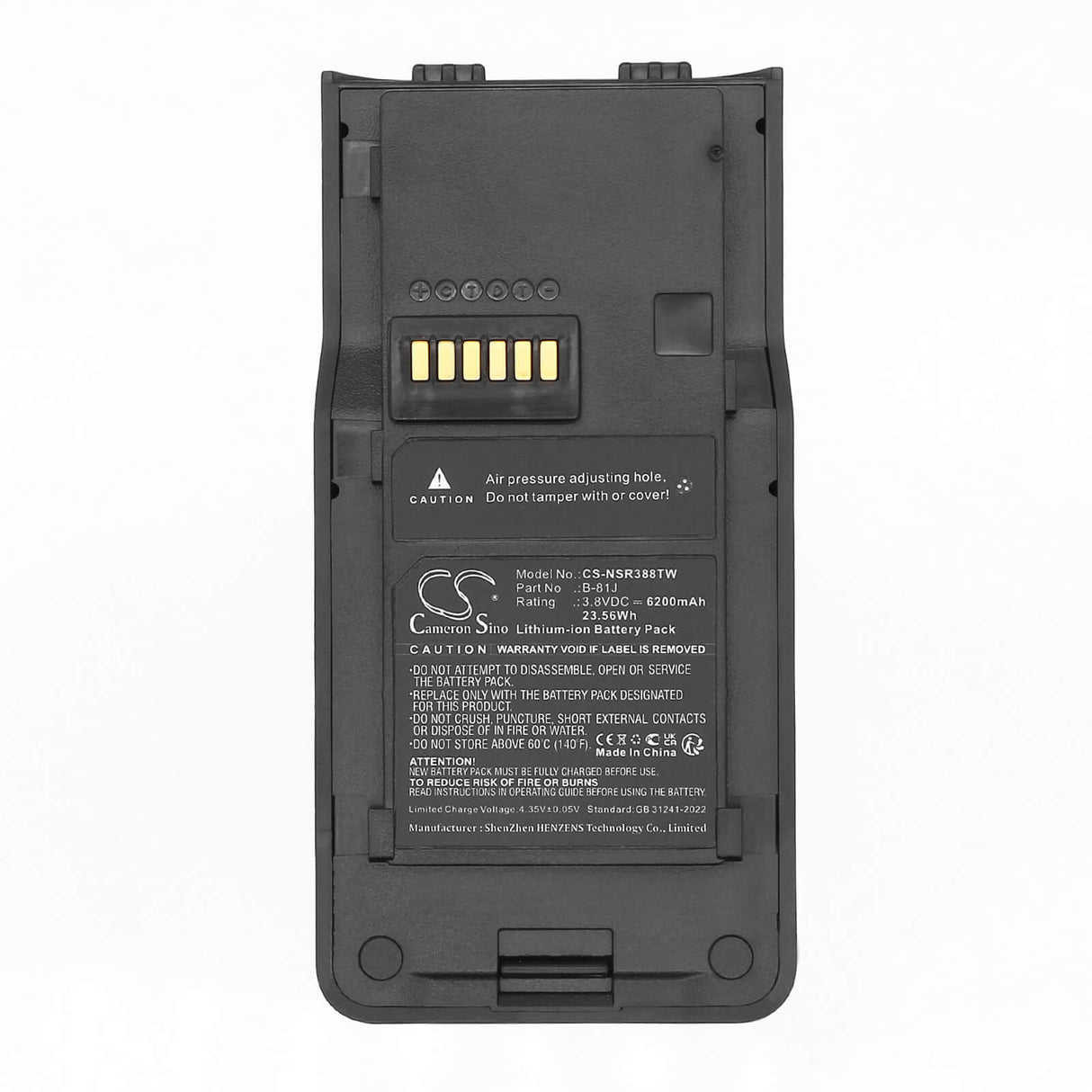 3.8V, Li-ion, 6200mAh, Two-Way Radio battery fits Inrico, B-81J, S380, 23.56Wh Two-Way Radio Cameron Sino Technology Limited