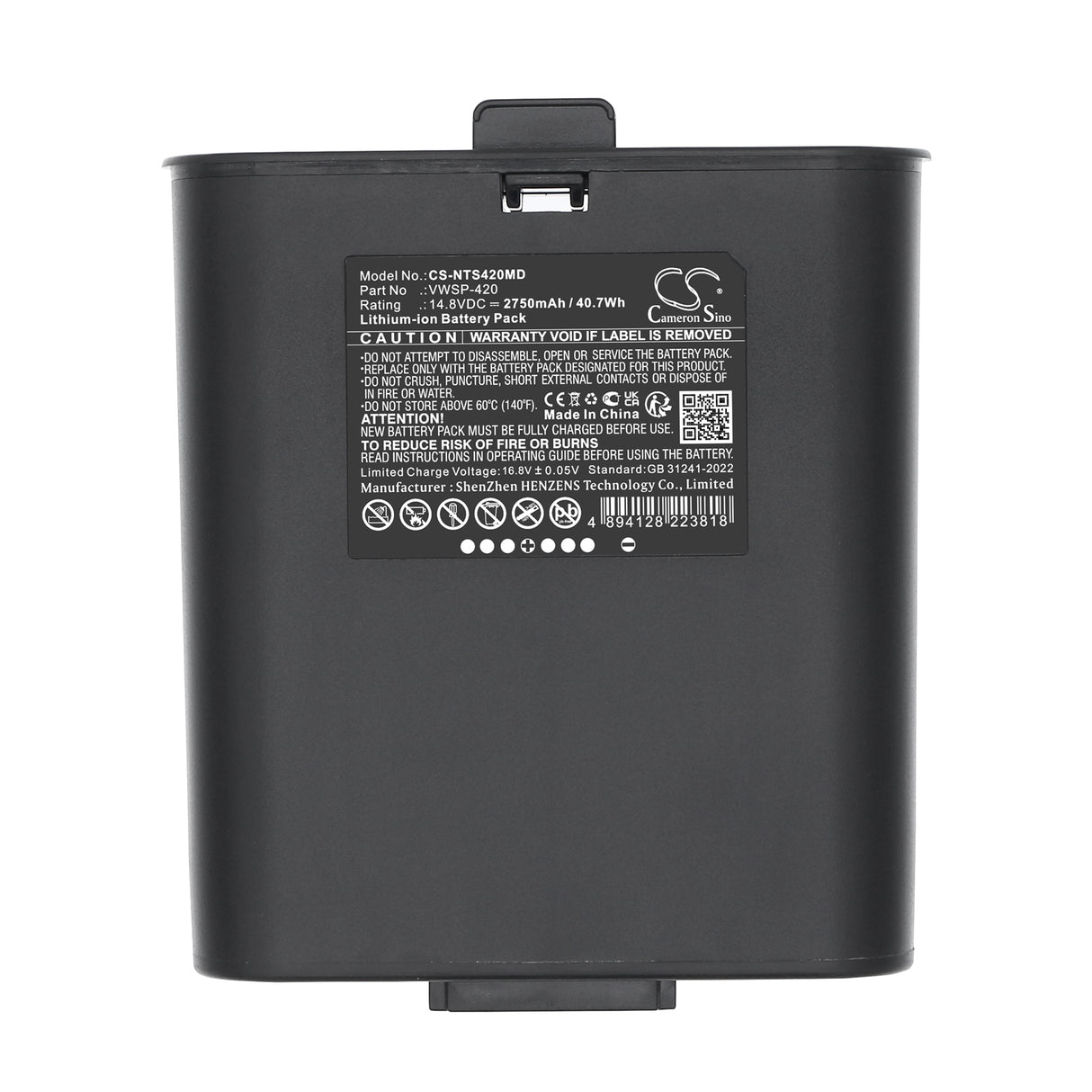 14.8V, Li-ion, 2750mAh, Medical battery fits Inovytec, VWSP-420, CPAP, CPR, 40.7Wh Medical Cameron Sino Technology Limited