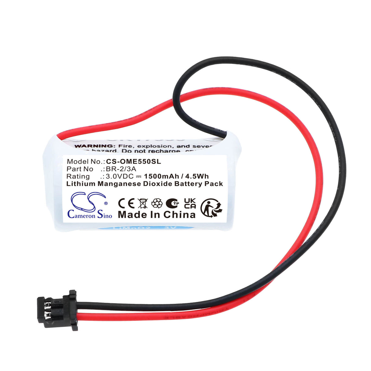 3V, Li-MnO2, 1500mAh, PLC battery fits Okuma, BR-2/3A, 1107484, N8368-10116SP17, 4.5Wh PLC Cameron Sino Technology Limited
