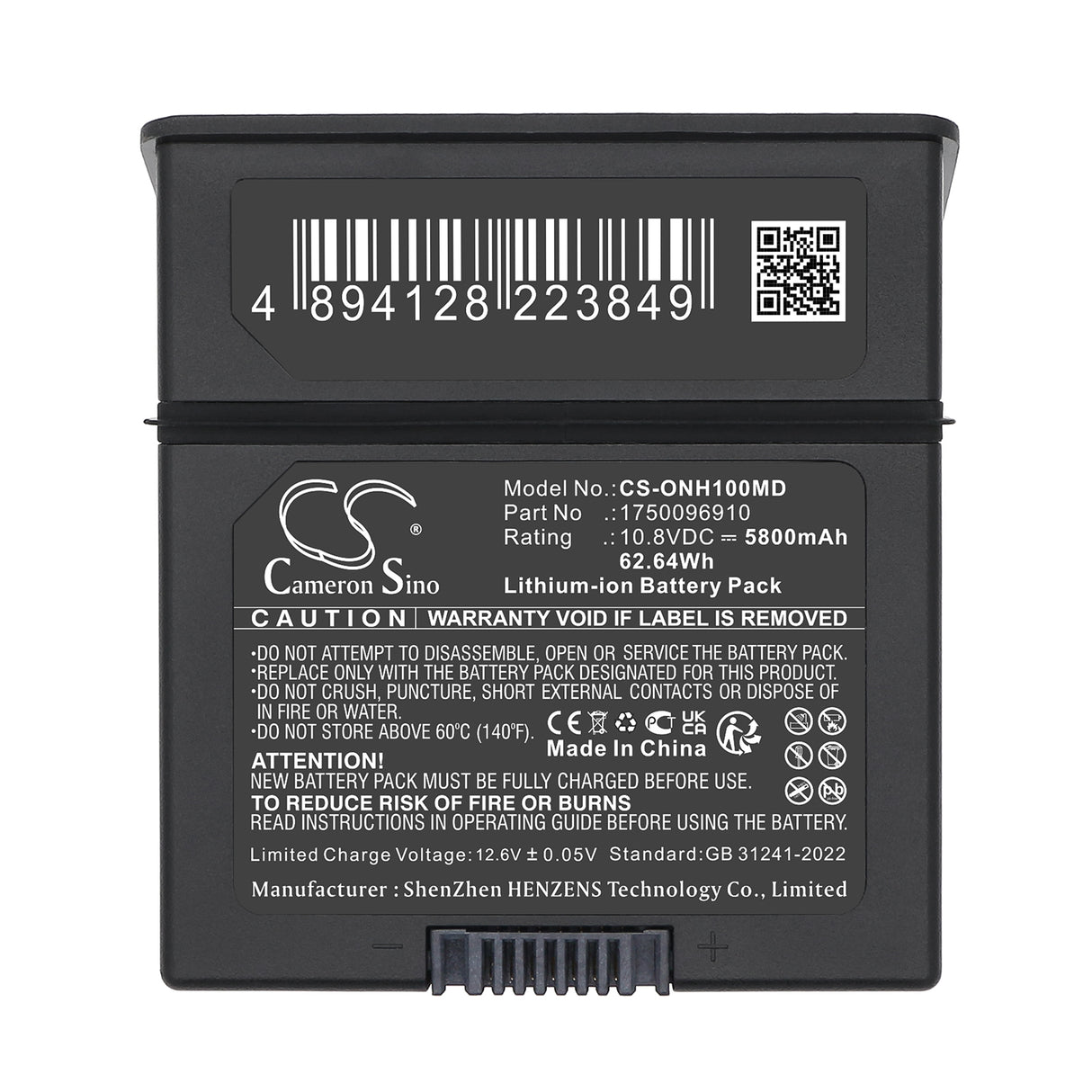 10.8V, Li-ion, 5800mAh, Medical battery fits Onyx Healthcare, 1750096910, 62.64Wh Medical Cameron Sino Technology Limited