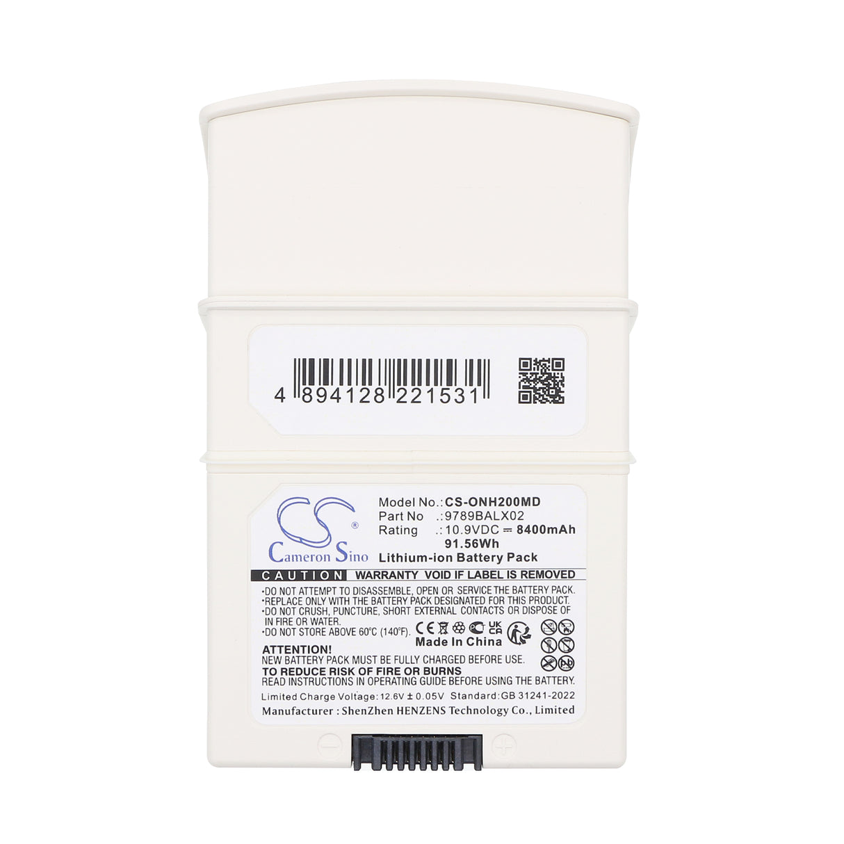 10.9V, Li-ion, 8400mAh, Medical battery fits Onyx Healthcare, 9789BALX02, OPM-P02T, OPM-P02T-00, 91.56Wh Medical Cameron Sino Technology Limited (Medical)