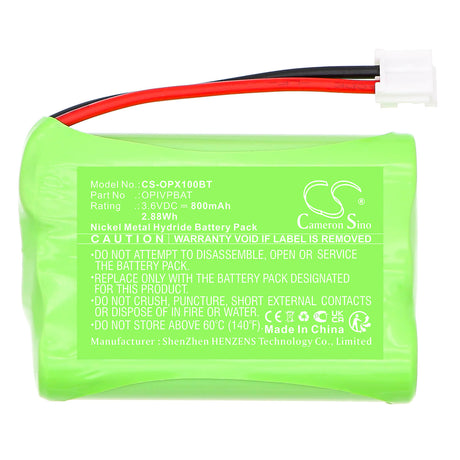 3.6V, Ni-MH, 800mAh, Alarm System battery fits Optex, OPIVPBAT, iVision+ handheld monitor, 2.88Wh Alarm System Cameron Sino Technology Limited