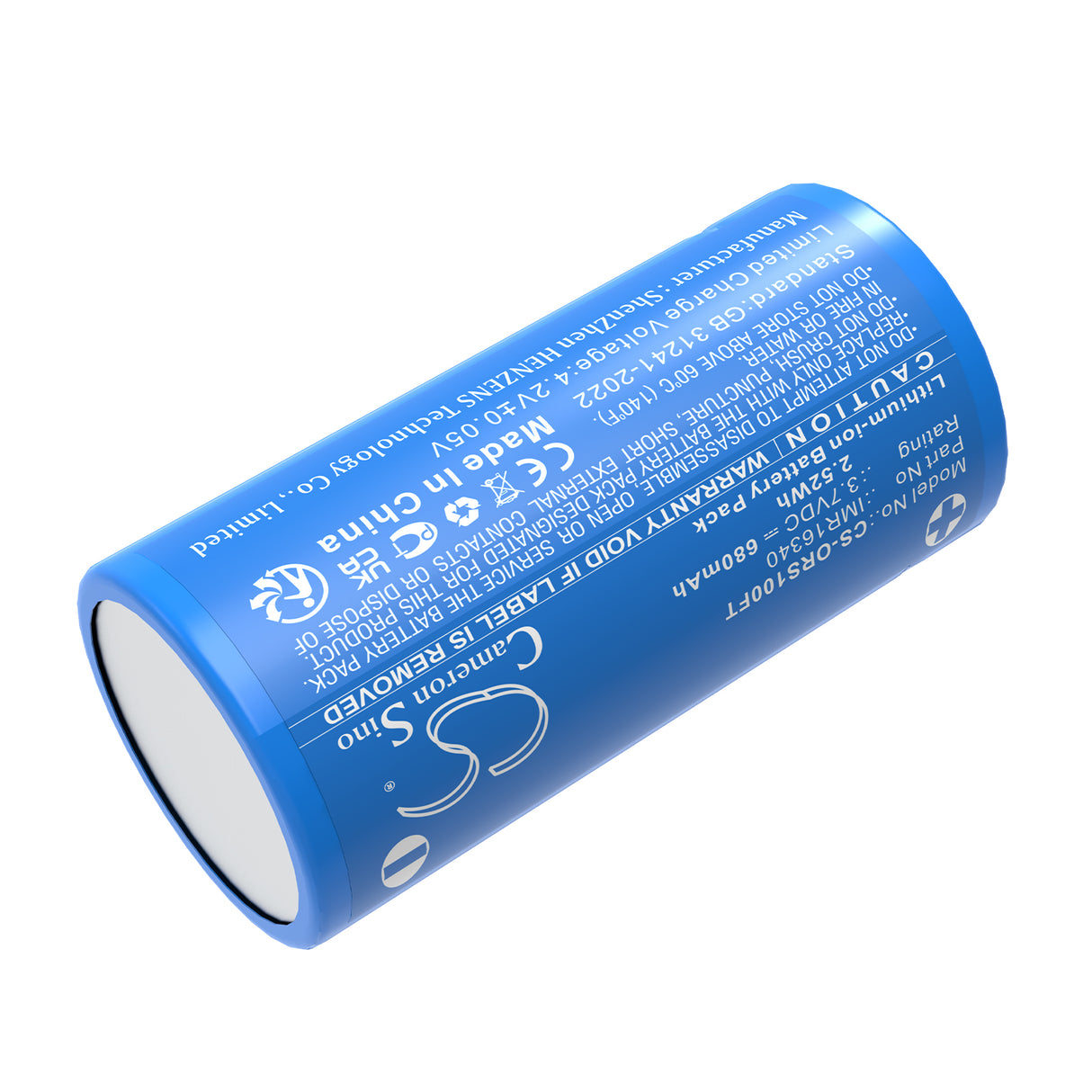 3.7V, Li-ion, 680mAh, Flashlight battery fits Olight, Imr16340, Baton 3, Perun Mini, 2.52Wh Flashlight Cameron Sino Technology Limited