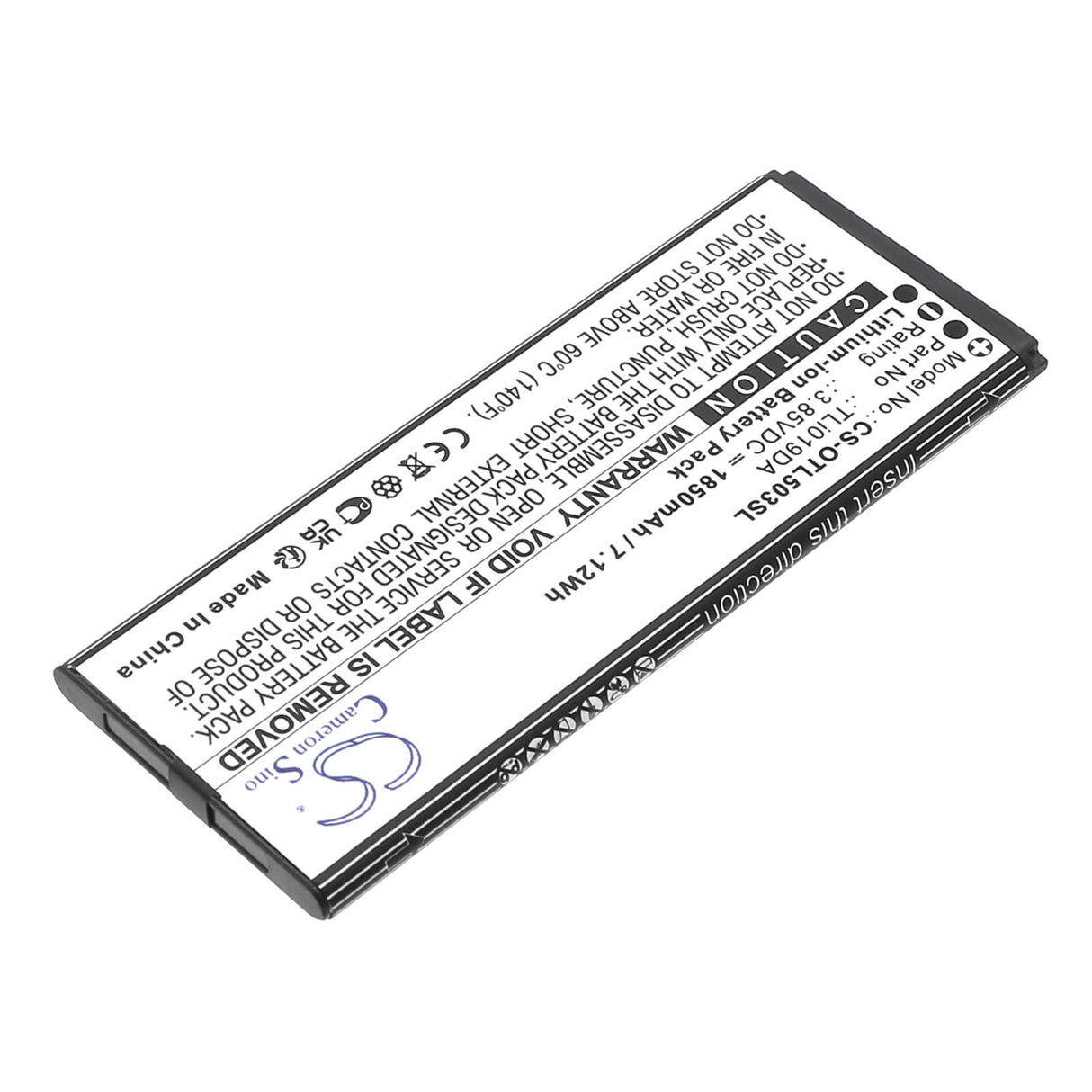 3,85V, Li-ion, 1950mAh, batterie de téléphone mobile, smartphone compatible avec Alcatel, Ot-5005r, Ot-5033a, 7,51Wh Mobile, Smartphone Cameron Sino Technology Limited (Smartphone)