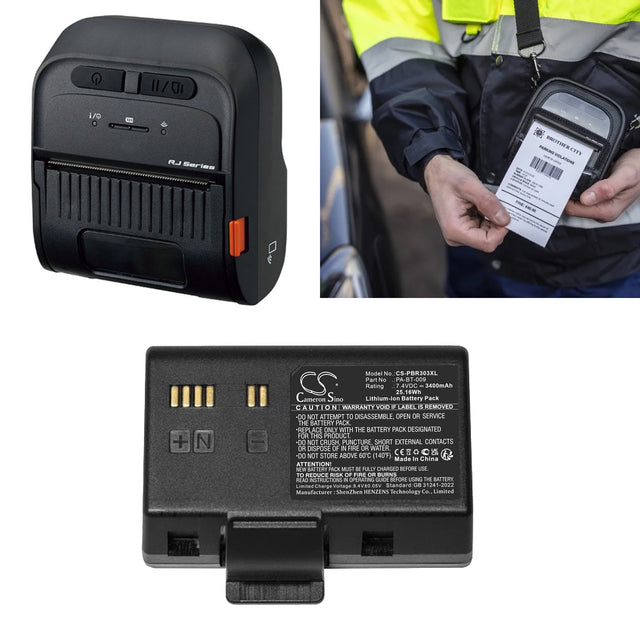 7.4V, Li-ion, 3400mAh, Portable Printer battery fits Brother, PA-BT-009, RJ-3035B, RJ-3055WB, 25.16Wh Portable Printer Cameron Sino Technology Limited