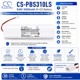 9.6V, Ni-CD, 3000mAh, Emergency Lighting battery fits Philips, 40000503, Bodine Bsl310sb, 28.8Wh Emergency Lighting Cameron Sino Technology Limited
