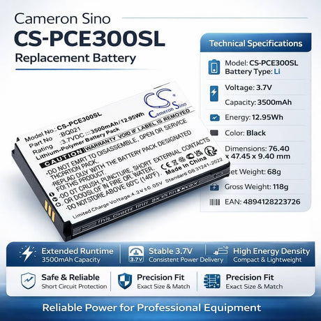 3.7V, Li-Polymer, 3500mAh, Equipment, Survey, Test battery fits PCE Instruments, BQ021, Colorimeter PCE-CSM 10, Colorimeter PCE-CSM 3, 12.95Wh Equipment, Survey, Test Cameron Sino Technology Limited