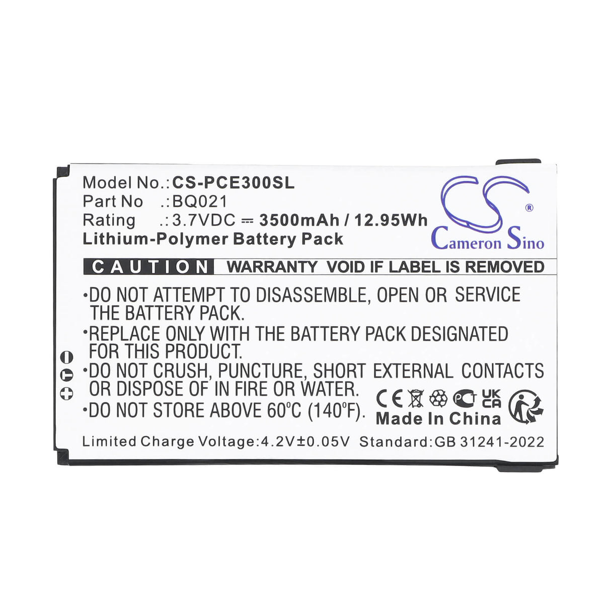 3.7V, Li-Polymer, 3500mAh, Equipment, Survey, Test battery fits PCE Instruments, BQ021, Colorimeter PCE-CSM 10, Colorimeter PCE-CSM 3, 12.95Wh Equipment, Survey, Test Cameron Sino Technology Limited