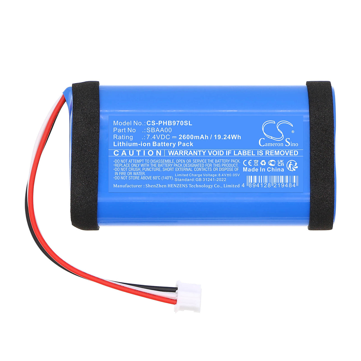 7.4V, Li-ion, 2600mAh, Speaker battery fits Philips, SBAA00, Audio Fidelio B97/1, B97/10, 19.24Wh Speaker Cameron Sino Technology Limited