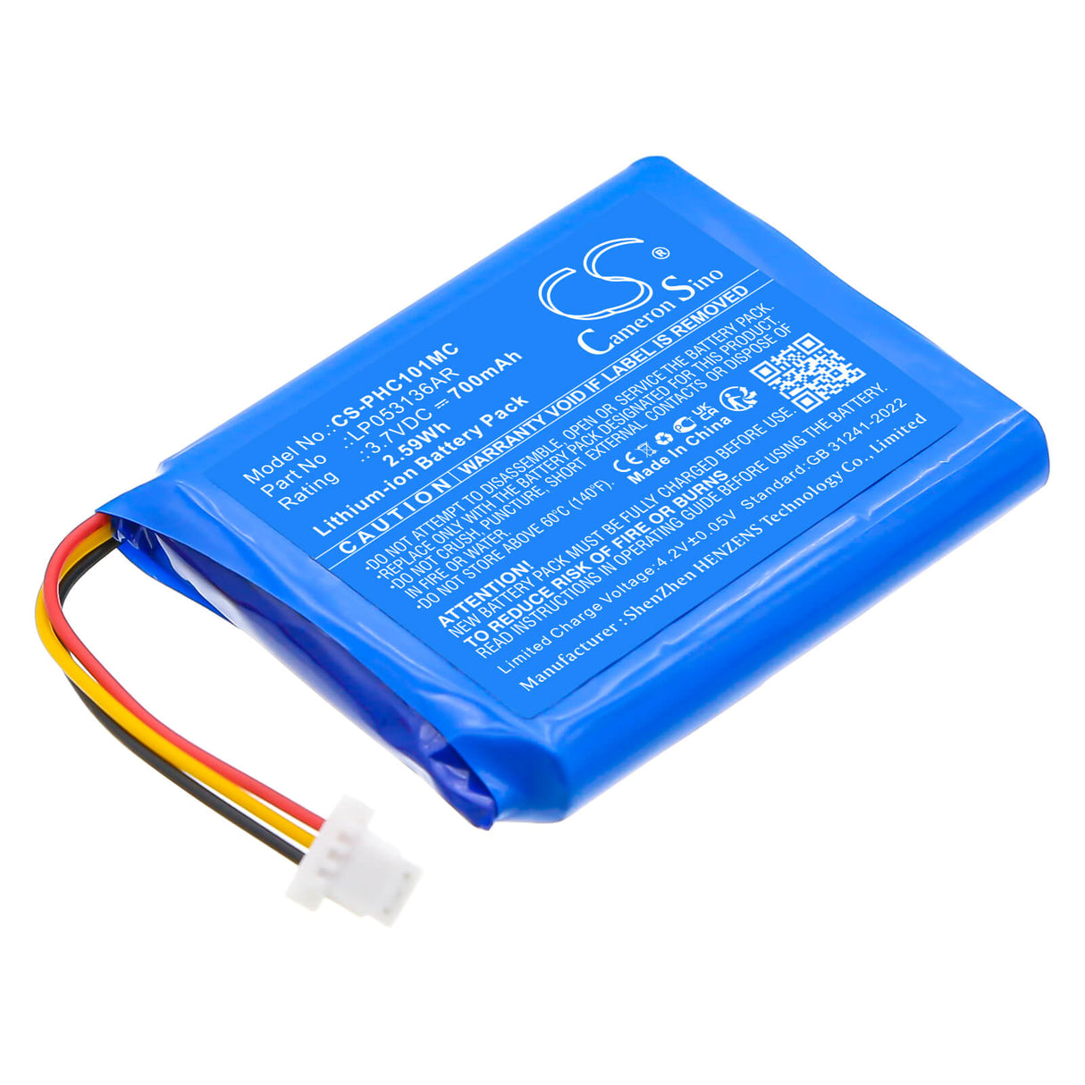 3.7V, Li-ion, 700mAh, Camera battery fits Philips, LP053136AR, ESee CAM101BL/00, 2.59Wh Camera Cameron Sino Technology Limited