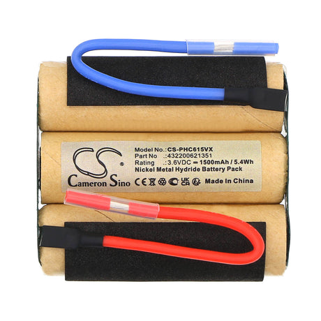 3.6V, Ni-MH, 1500mAh, Vacuum battery fits Philips, 432200621351, Fc6150, Fc6150/1, 5.4Wh Vacuum Cameron Sino Technology Limited