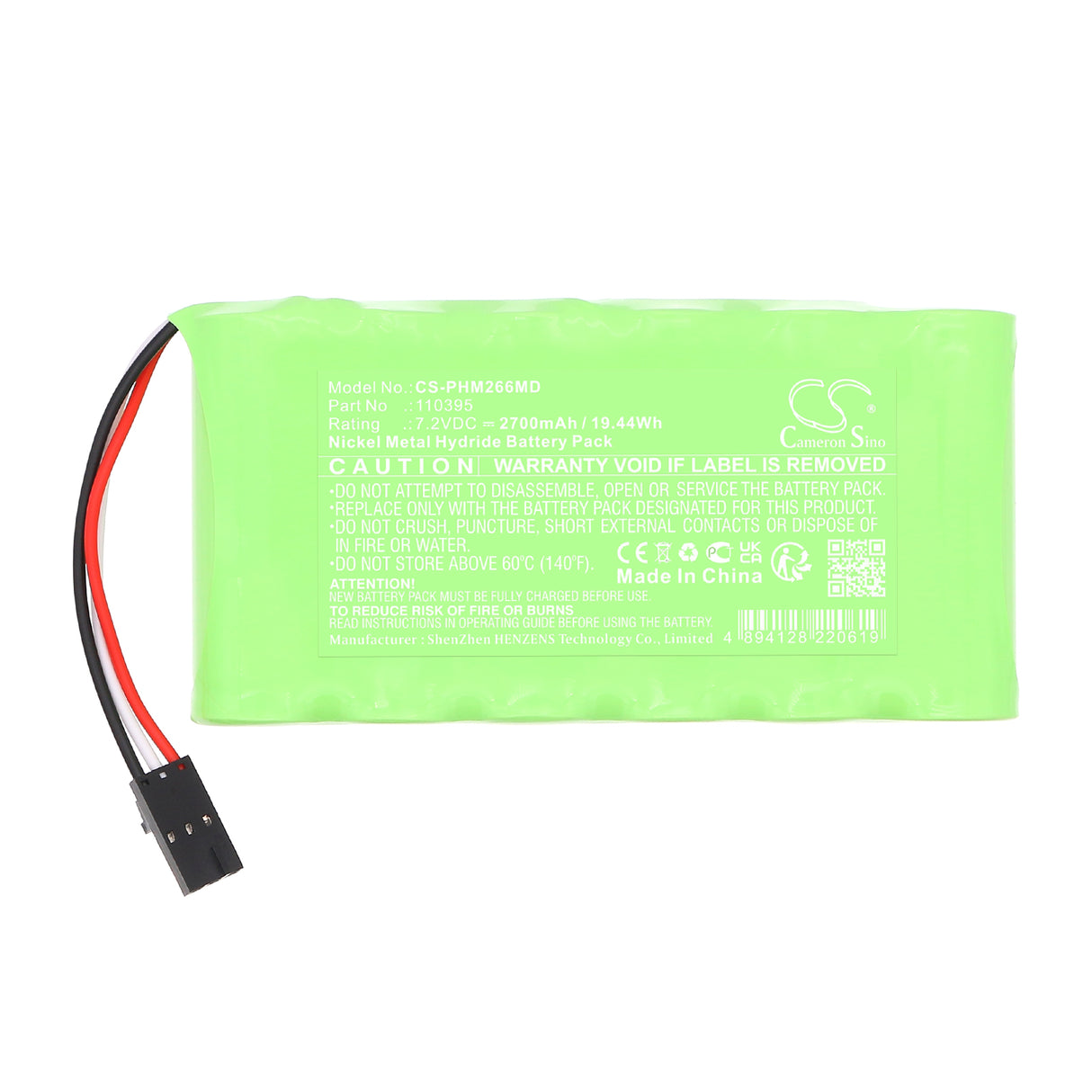 7.2V, Ni-MH, 2700mAh, Medical battery fits Phillips, 110395, PageWriter 10, PageWriter 10i, 19.44Wh Medical Cameron Sino Technology Limited (Medical)