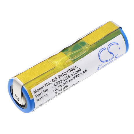 3.7V, Li-ion, 750mAh, Shaver battery fits Arcitec, Panasonic, Philips, 036-11290, Pt920/21, Rq1060, 2.78Wh Shaver Cameron Sino Technology Limited