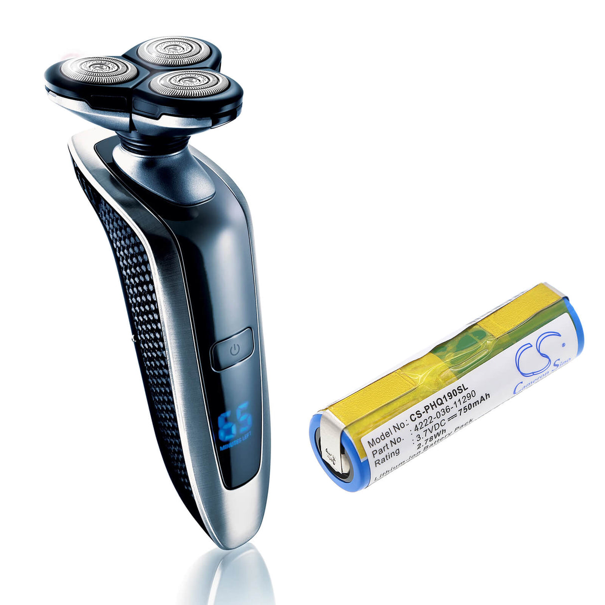 3.7V, Li-ion, 750mAh, Shaver battery fits Arcitec, Panasonic, Philips, 036-11290, Pt920/21, Rq1060, 2.78Wh Shaver Cameron Sino Technology Limited