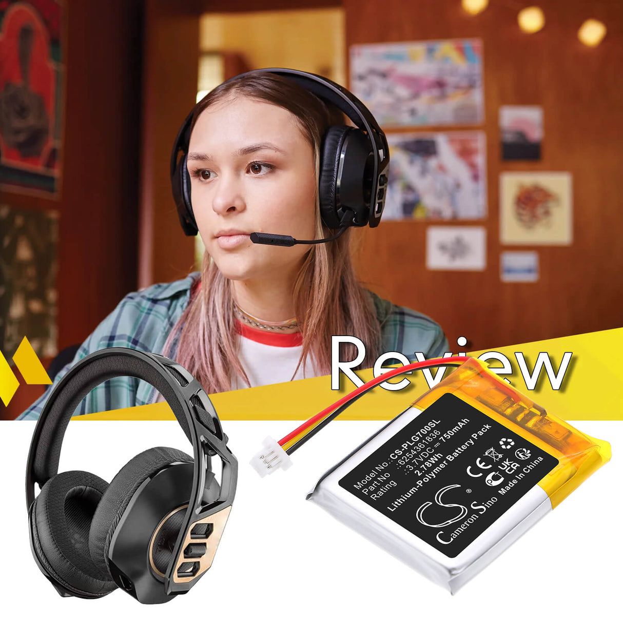 3.7V, Li-Polymer, 750mAh, Wireless Headset battery fits Philips, Fidelio L3 Flagship Wireless H, 2.78Wh Wireless Headset Cameron Sino Technology Limited