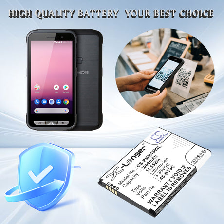 3.85V, Li-ion, 3000mAh, Barcode Scanner battery fits Point Mobile, 45-BTSC, PM45, 11.55Wh Barcode Scanner Cameron Sino Technology Limited