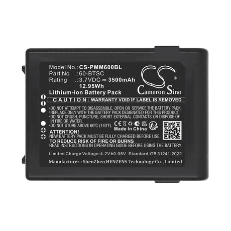 3.7V, Li-ion, 3500mAh, Barcode Scanner battery fits Point Mobile, 60-BTSC, PM60, 12.95Wh Barcode Scanner Cameron Sino Technology Limited
