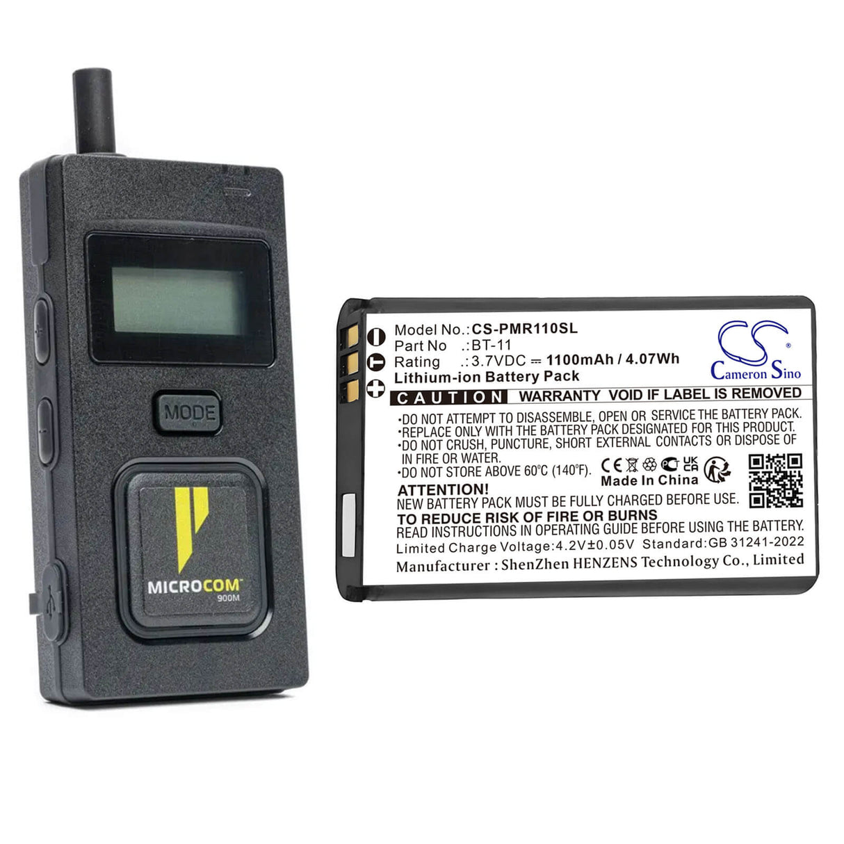 3.7V, Li-ion, 1100mAh, Speaker battery fits Pliant, BT-11, MicroCom M 900MHz, MicroCom M Beltpacks, 4.07Wh Speaker Cameron Sino Technology Limited